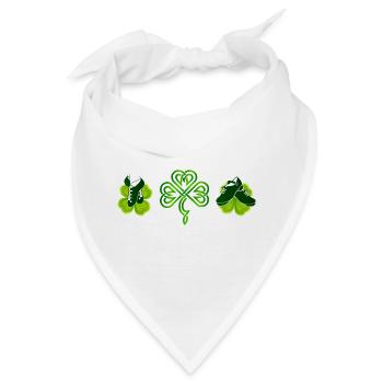 Irische Tanzschuhe, Klee und grünes Kleeblatt - Bandana - Weiß - Vorne