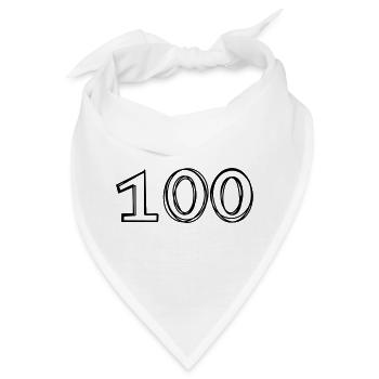 Zahl 100 handgezeichnet - Bandana - Weiß - Vorne