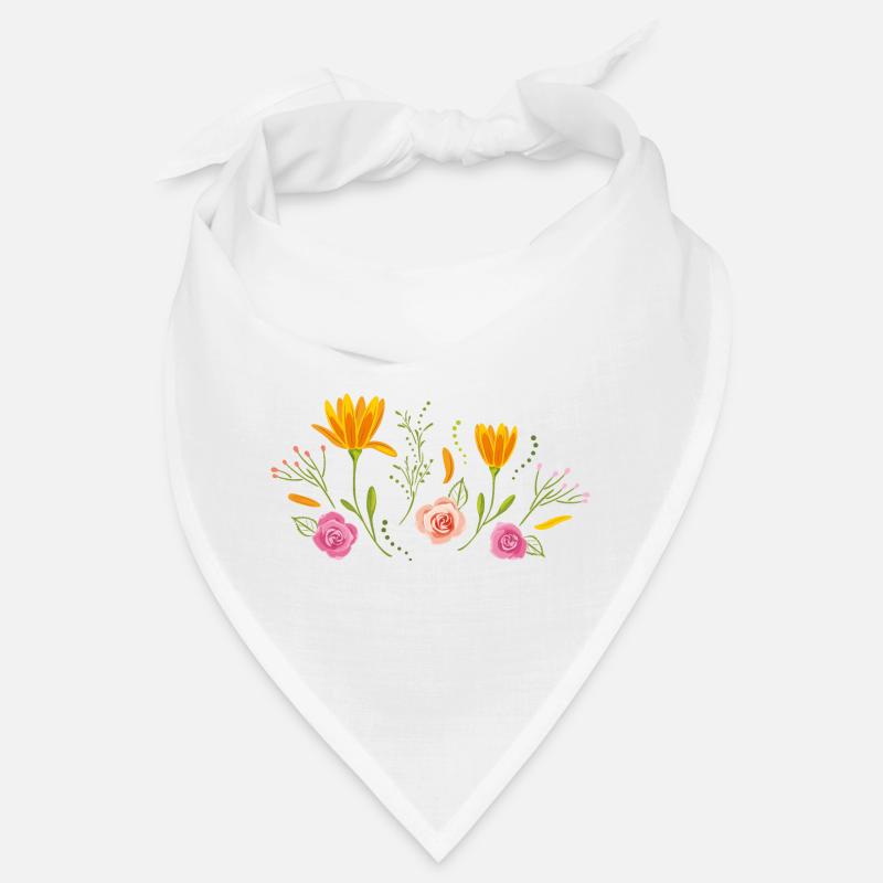 Blühende Blumen - Bandana - Weiß