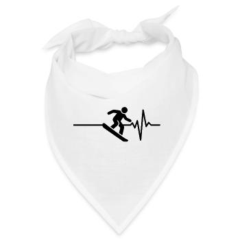 Snowboarden ist mein Leben, Herzschlag, Powder - Bandana - Weiß - Vorne