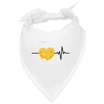 Käse ist mein Leben, Herzschlag, Cheese Lover - Bandana - Weiß - Vorne