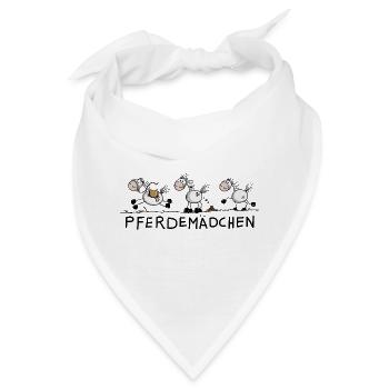 Pferdemädchen Pferde Strichmännchen Zeichnung  - Bandana - Weiß - Vorne
