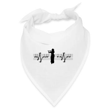 Musikerin mit Querflöte - EKG Notenlinien - Bandana - Weiß - Vorne