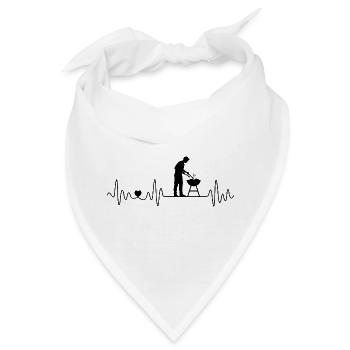 Grillen Herzschlag für BBQ Grillteufel Grillsaison - Bandana - Weiß - Vorne