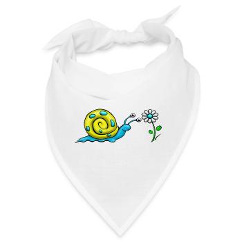 Schnecke mit Blume - Bandana - Weiß - Vorne