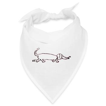 witziger Dackel, Teckel, Hund, Dachshund - Bandana - Weiß - Vorne
