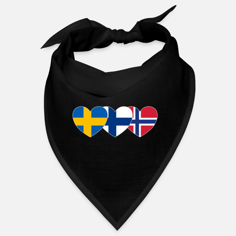 Suède Finlande Norvège Drapeau Cœur Bandana