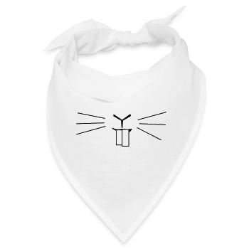 Cute Bunny Face Whiskers – Minimalistische Hasenzähne - Bandana - Weiß - Vorne