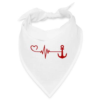 Anker Herz Pulsschlag - Bandana - Weiß - Vorne