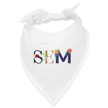 SEM Name mit Blumen geschmückt - Bandana - Weiß - Vorne