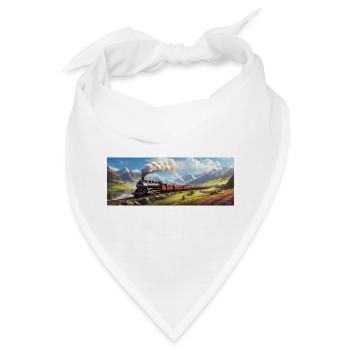 Nostalgischer Eisenbahnzug mit Dampflokomotive - Bandana - Weiß - Vorne