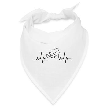 Trommel Snare Trommel Rhythmusmusik Trommler Herz - Bandana - Weiß - Vorne