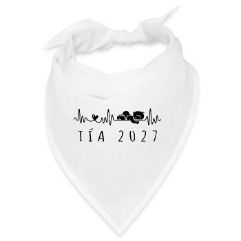Tía 2027 Latido del Corazón Anuncio Embarazo - Bandana - Weiß - Vorne