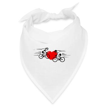 Zwei Radfahrer mit Herz in der Mitte - Bandana - Weiß - Vorne