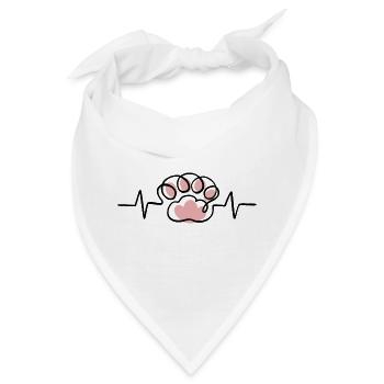 Katzenpfote und EKG Herzschlag - Bandana - Weiß - Vorne