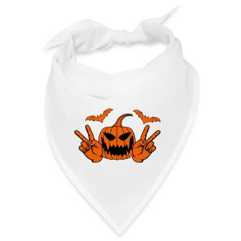 Helloween Frieden Victory Hand Symbol Fledermaus - Bandana - Weiß - Vorne