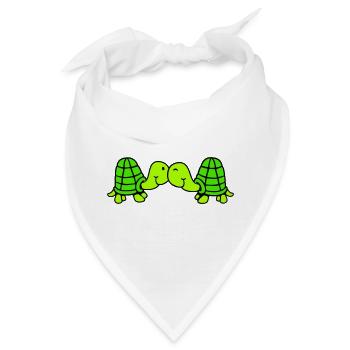 2 Freunde Schildkröte Liebe Paar küssen schmusen - Bandana - Weiß - Vorne