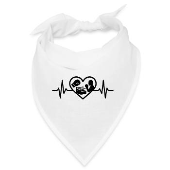 Boxen Herz Handschuh Ring Silhouette - Bandana - Weiß - Vorne