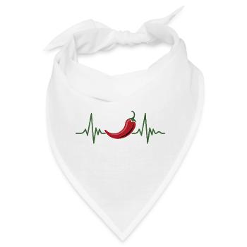 Herzschlag Chili Design - Bandana - Weiß - Vorne