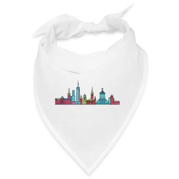 Leipziger Stadtsilhuettendenkmal Moderne Linienkunst - Bandana - Weiß - Vorne