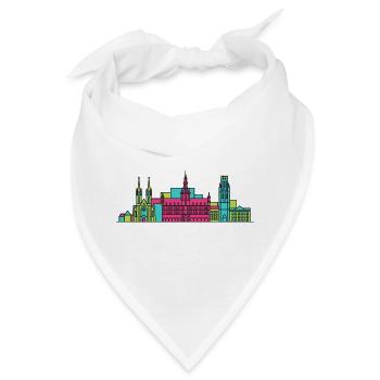Leuven City Skyline Rathaus Moderne Linienkunst - Bandana - Weiß - Vorne