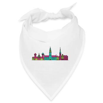 Poznaan Stadtsilhouette Rathaus Ziegenkunst - Bandana - Weiß - Vorne