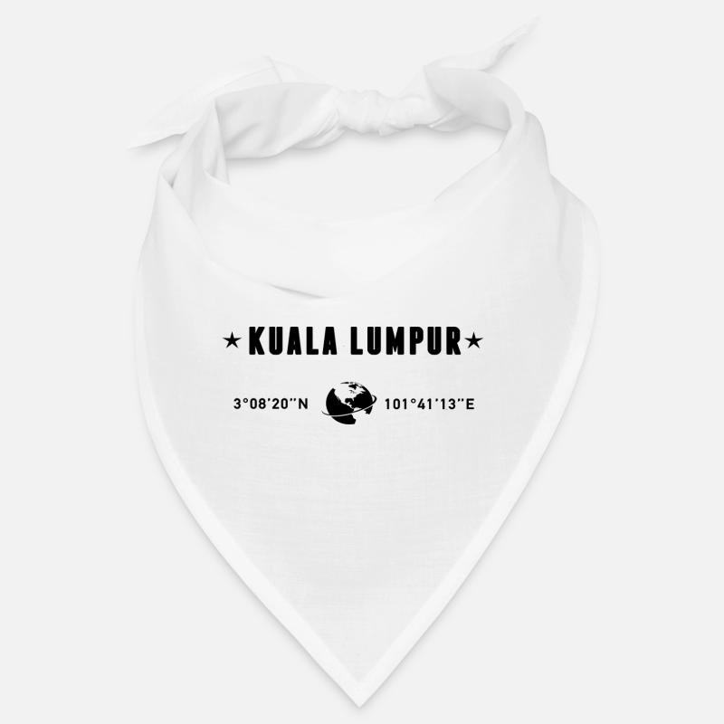 Kuala Lumpur Coordinates Black Minimalist Typo Bandana