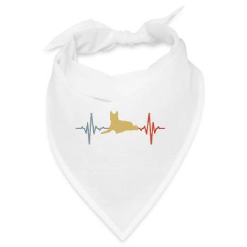 Hund Herzlinie Vintage Look - Bandana - Weiß - Vorne