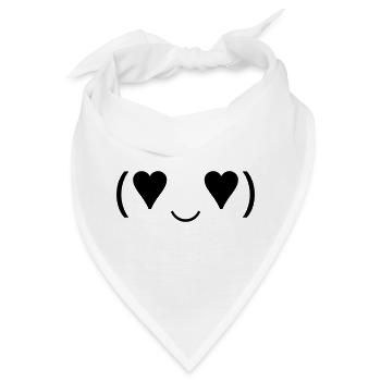 Verliebtes Emote (♥‿♥) Herzaugen Kaomoji - Bandana - Weiß - Vorne
