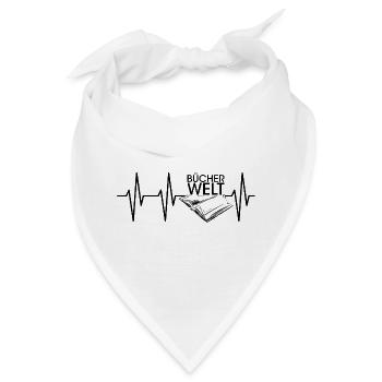 Herzschlag Bücherwelt Buch Puls Lesen Leser Symbol - Bandana - Weiß - Vorne