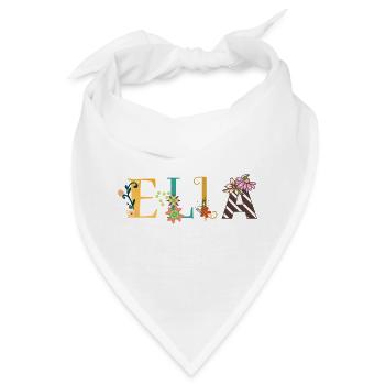 ELLA Namenskunst mit gestickten Blumen - Bandana - Weiß - Vorne