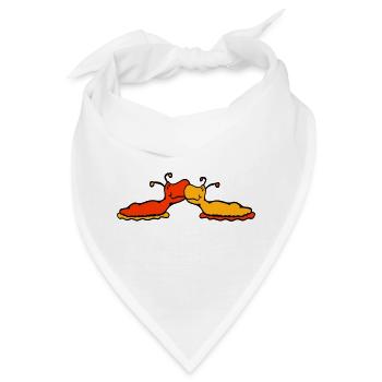 2 Schnecken Kuss Zwei Nacktschnecken Paar Liebe  - Bandana - Weiß - Vorne
