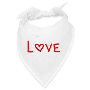 Rot gestreiftes Herz-Liebes-Design - Bandana - Weiß - Vorne