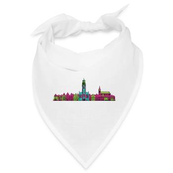 Genter Stadtsilhouette Drei Türme Moderne Kunst - Bandana - Weiß - Vorne