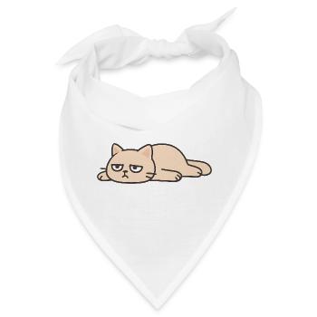 Grummelkatze: Fauler Liegekünstler - Bandana - Weiß - Vorne