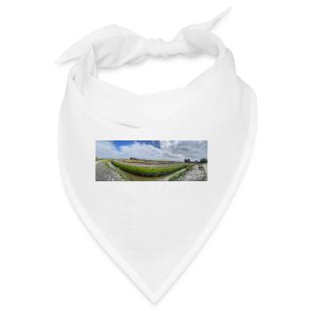 Panoramafeld mit Graben und Blumen - Bandana - Weiß - Vorne