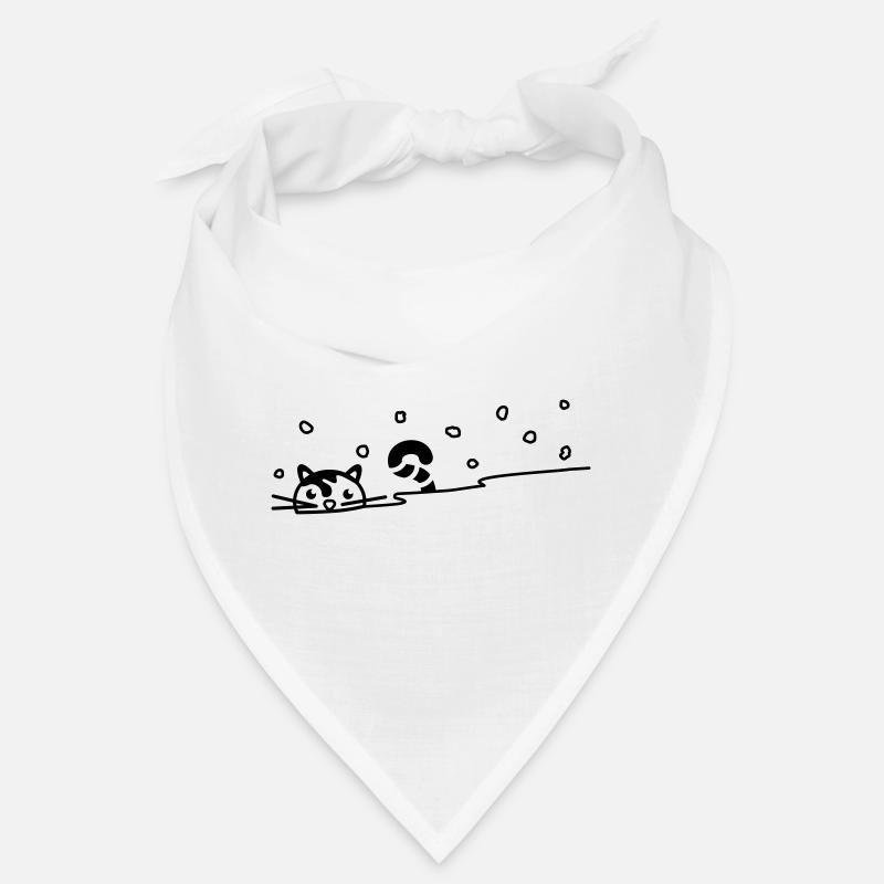 Niedliche Katze im Schnee - Bandana - Weiß