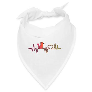 Herzschlag-Katze im Farbverlauf - Bandana - Weiß - Vorne