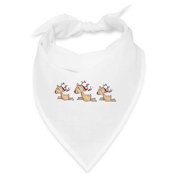 Rentier Trio - Weihnachten - Comic - Geschenk - Bandana - Weiß - Vorne