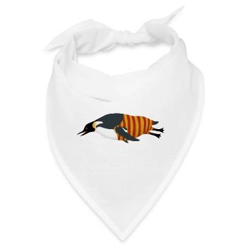 Pinguin taucht (Badeanzug rot gelb) - Bandana - Weiß - Vorne