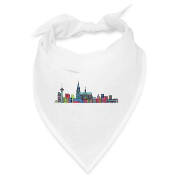 Kölner Stadtschirm Dom: Moderne Linienkunst - Bandana - Weiß - Vorne