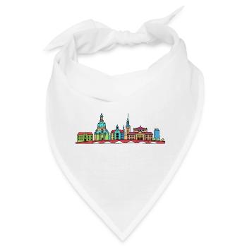 Dresdener Stadtskyline Frauenkirche Linienkunst - Bandana - Weiß - Vorne