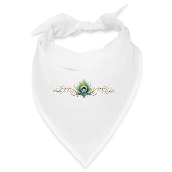 Pfauenfeder Ornament Boho Symmetrisch - Bandana - Weiß - Vorne