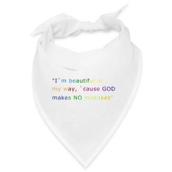 I`m beautiful `cause GOD makes NO mistakes - Bandana - Weiß - Vorne