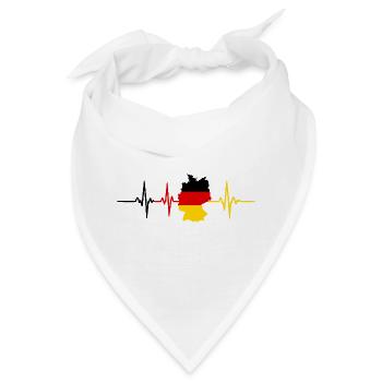 Deutschland Herzschlag Karte Flagge - Bandana - Weiß - Vorne