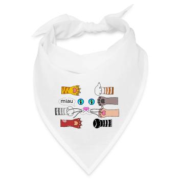 Katzendesign Katzenpfoten Katzenschnauze - Bandana - Weiß - Vorne