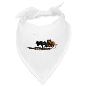 Afrikanische Eselkutsche und Passagiere - Bandana - Weiß - Vorne