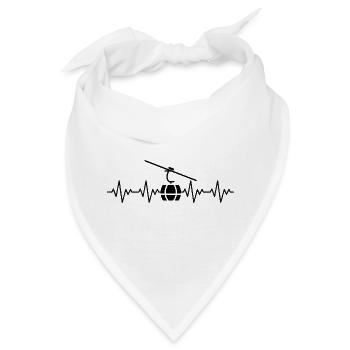 Gondel Skilift Ski Skifahren EKG Herzschlag - Bandana - Weiß - Vorne