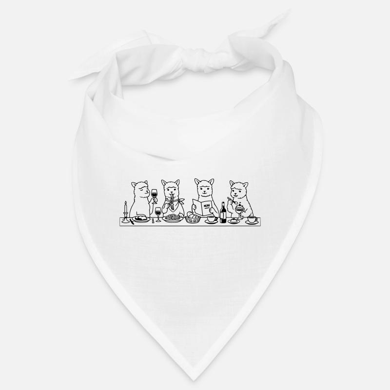 Dining Alpacas Line Art Bandana