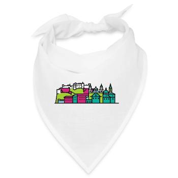Salzburger Stadtsilhuettfestung Moderne Linienkunst - Bandana - Weiß - Vorne